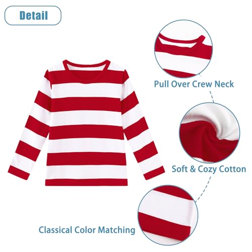 Boys Rainbow Striped Shirts for Kids Long Sleeve O-Neck Tops Cotton T-Shirts3