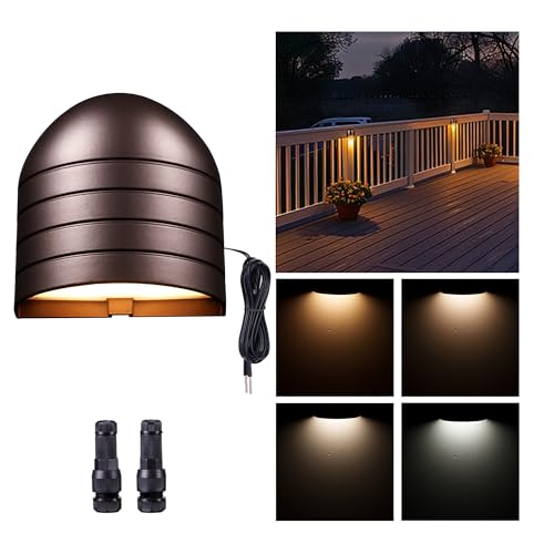 Image of Low Voltage Deck Light - 12V LED Step Light Outdoor, 2700K /3000K /3500K /4000K /5000K Adjustable, IP65 Waterproof Hardwired Aluminum Lighting Oil-Rubbed Bronze for Yard Fence Handrail Wall