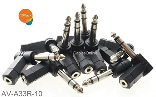 10 adaptadores estéreo 3.5mm hembra a 1/4" macho miniatura 3