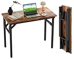 Xyphren Small Folding Desk - 80x40cm Folding Computer Desk, No Assembly, Perfect Office Desk for Small Spaces in Bedroom,Outside, Portable Mini Desk or Study Table with Compact Design, Brown