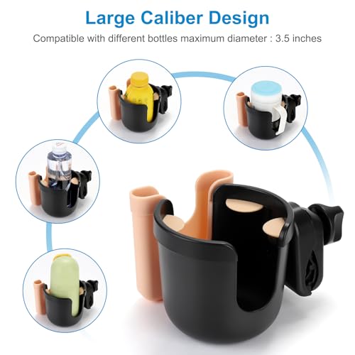 Image of Accmor 2-in-1 Walker Cup Holder with Phone Holder, Wheelchair Cup Holder, Rollator Cup Holder, Cup Phone Holder for Walker, Wheelchair, Rollator, Mobility Scooter