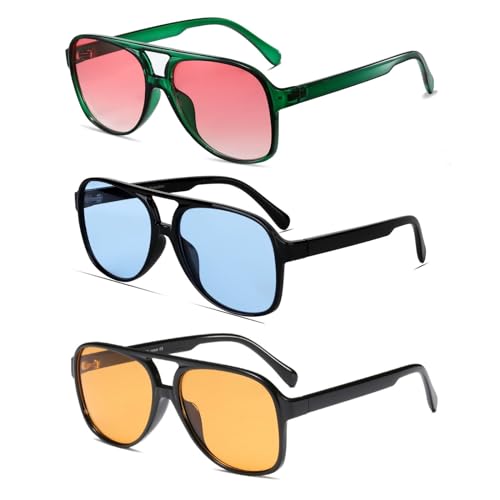 Image of Freckles Mark Vintage Retro 70s Sunglasses for Women Men Classic Large Square Aviator Trendy Glasses