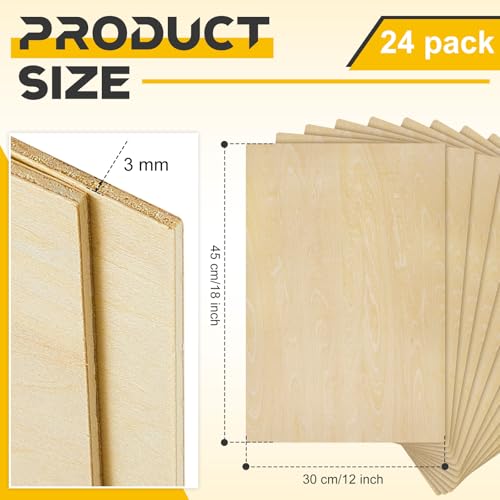 Juexica 12 Pcs Basswood Sheets 3mm 1/8" x 12" x 18" Plywood Board Craft Wood Thin Sheets for DIY Arts Crafts Woodworking Scroll Sawing Projects Painting Drawing Laser Cutting Projects - Image 2