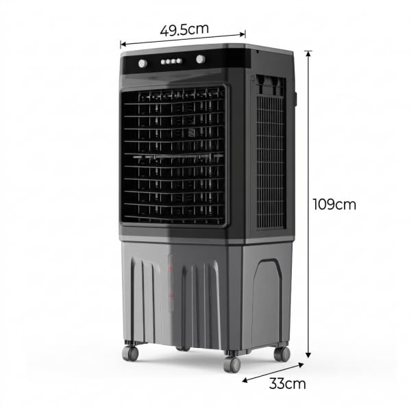 Bilake Climatizador Evaporativo Industrial Portátil Humidificador Enfriadores para Naves y Locales con 4 Packs de Hielo 100W 45L 3 Velocidades