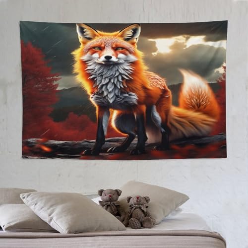 Tapisserie renard PAZZK 150×230cm pour illuminer un salon bohème