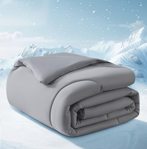 SameBed Cooling Comforter Full/Queen Size, Summer Blanket for Hot Sleepers, Lightweight Comforter for Night Sweats, Double-Sided Breathable Cooling Beddings (Dark Grey, 90"*90")