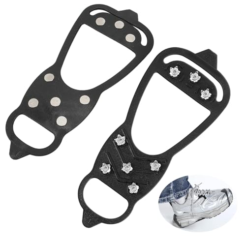 Non-Slip Ice Traction Spikes for Boots & Shoes,Shoe Spikes for Snow and Ice Snow Spikes for Shoes Ice Cleats for Shoes and Boots Ice Shoes Grippers, 8-Steel Studs Ice Cleats