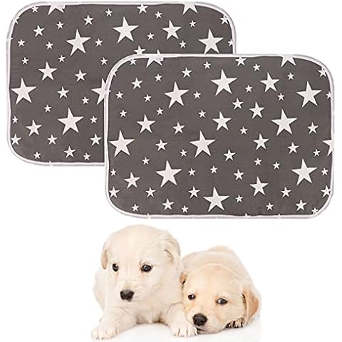 Bestomrogh 2 Pcs Puppy Training Pad Waterproof Dog Mat Non-Slip, Washable Fast Absorbing Puppy Pee Pad, Reusable Puppy Training Mat Pet Pee Pads Suitable for Dogs, Cats and Rabbit (50x70cm) (Grey) Cover