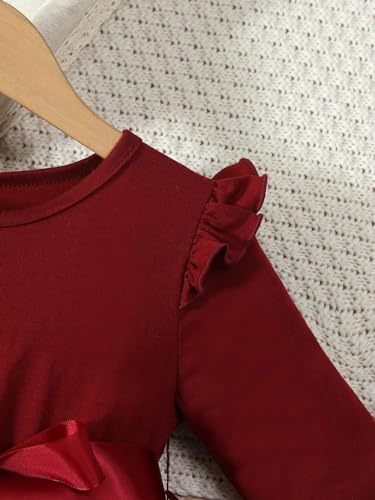 MakeMeChic Girl's Round Neck Long Sleeve Mesh Sheer Butterfly Bow Knot Ruffle Trim Short Dress4