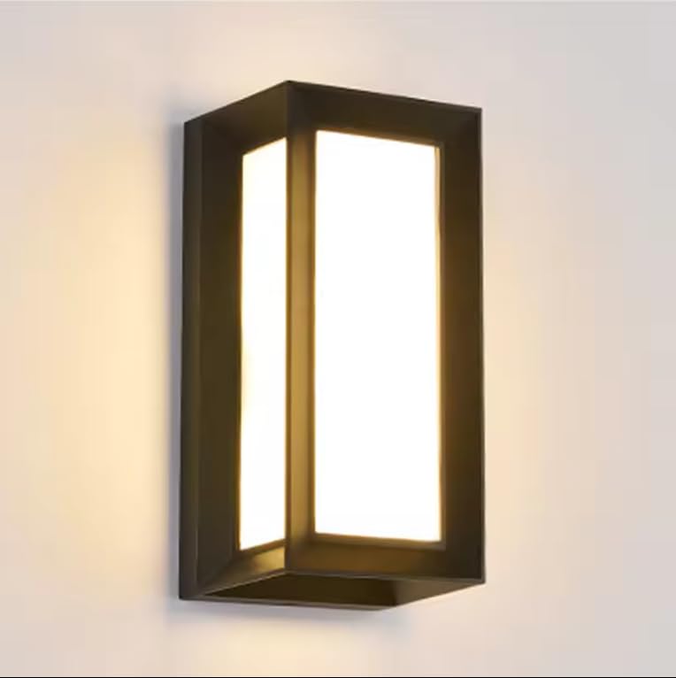 Riserva Aplique de Pared Exterior LED Moderna, 18W Rectangular Lámpara de Pared Interior IP65 Impermeable, 3000K Blanco Cálido Aplique Pared para Balcón, Jardín, Porche, Camino, Patio, Negro