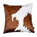 ARTISTIC DECOR Lot de 2 housses de coussin en cuir de vache marron et blanc pour chaise en cuir de vache brésilien