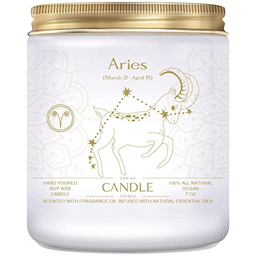YTENTE Aries Gifts for Women,Zodiac Sign Aries Candles, Astrology Gift Crystal Candles, Scented Candles Gifts for Women Mom Sister Daughter Birthday Mother's Day Gift (Aries)
