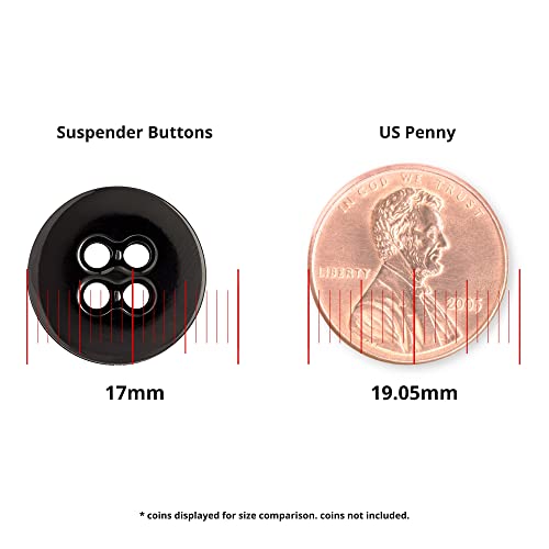Buttonmode Suspender Brace Pant Buttons Set Includes 1-Dozen Pants Buttons Measuring 17Mm (Slightly More Than 5/8 Inch), Black, 12-Buttons #TOP4