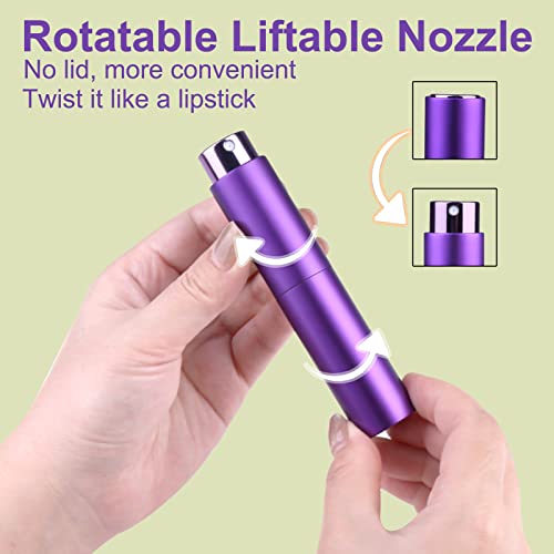 Image of Refillable Travel Perfume Atomizer Bottles, 2 Pcs 10ml Mini Portable Spray Bottles Refillable Perfume Aftershave Atomizer Empty Travel Bottles with Funnel (10ml (Black+Dark Purple))