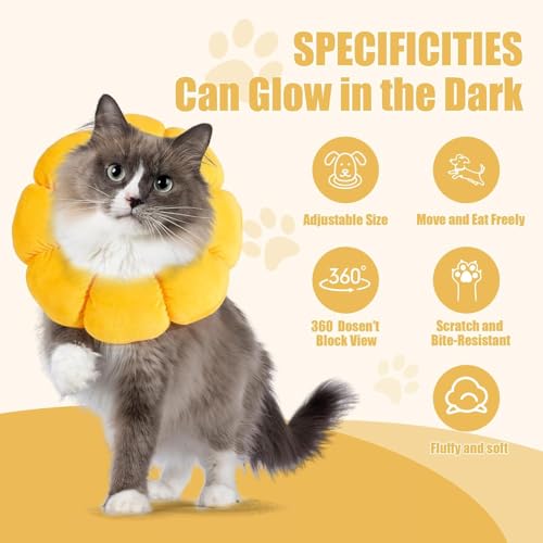 Image of HOMBYS Soft Dog Cone for Dogs and Cats, Cute & Fluffy Flower Shape for Calming, Adjustable Dog Collar Alternative After Surgery, Protective Elizabethan Collar for Dogs Recovery & Stop Licking, S