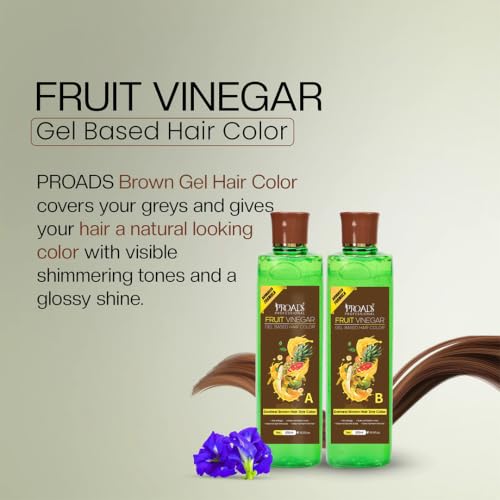 Image of PROADS Darkest Brown Hair Color Gel with Fruit Vinegar, Fast 30-Min Hair Dye for Men & Women, Dermatologically Tested, Repair Broken and Damaged Hair, Long Lasting, No Drip, Mess-Free Gel Hair Color (500mlX2)