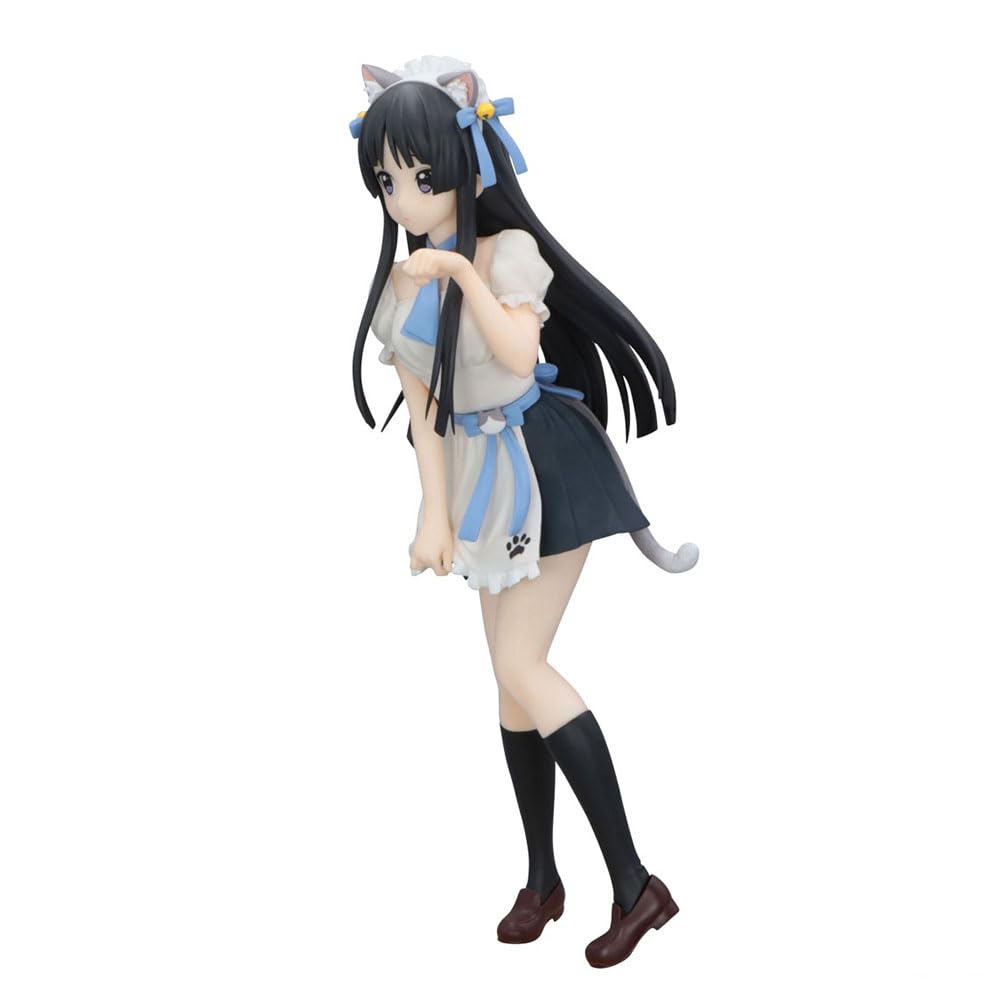 DEXSHUN Akiyama Mio Figura Anime Manga Figuras Oreja de Gato Estilo Delantal Modelo Kawaii Niña PVC Anime Estatua Decoración Adornos Regalos para Fans 22 cm