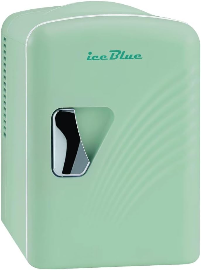 Iceblue Skincare Fridge, 4L/6 Can Retro Mini Fridge for Bedroom, 110V AC/ 12V DC Refrigerator Cooler & Warmer for Car, Office & Dorm, Cosmetics Fridge for Gifts - Green