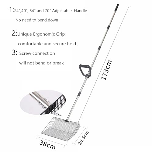 Image of 15 inch Large chicken scooper sifting shovel adjustable long handle Metal Poop Scoop for sand