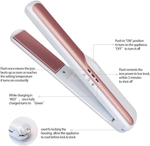 Plancha para Cabello Patins Color Rosa con Calentamiento Rápido y Control de Temperatura USB miniatura 5