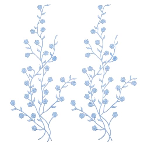 GORGECRAFT 2 Parche de Flores para Planchar Parche Decorativo para Coser Apliques Florales de Ciruela Adornos de Tela Bordados para Vestidos de Boda Decoración de Ropa Reparación de Jeans Chaquetas