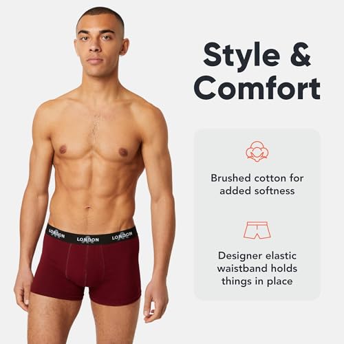 FM London 4/8-Pack Mens Boxers with Elastic Waist - Soft Boxer Shorts Men, Stretch Fit Underwear for Everyday Wear - Fitted Hipster Underwear