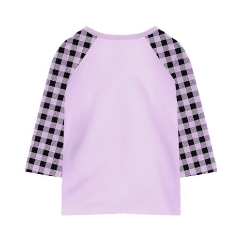 Shirts for Girls 3/4 Sleeve Crew Neck Graphic Blouses Athletic Elbow Sleeve Tops Summer Curved Hem Kids Clothes3