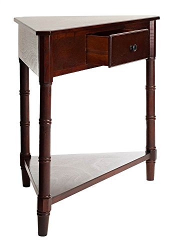 Image of SAFAVIEH Furniture - Gomez 1-Drawer Corner Table - Dark Cherry - Solid Wood - Classic Corner Storage Design - Ideal for Entryway, Living Room, Home Office, 33.1 inchW x 17.3 inchD x 28 inchH (AMH5709D)