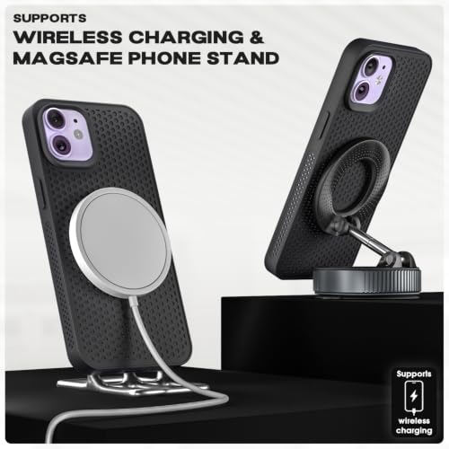 Image of Pikkme Back Cover for iPhone 12 /12 Pro | Honeycomb Cooling Design | Silicone Heat Dissipation | Mag-Safe Compatible | Shockproof Camera Protection Bumper Case (Black)