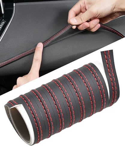 Flaconi Auto Dekorstreifen,Zierstreifen für den Autoinnenraum,Linie für den Autoinnenraum,Auto-Innenausstattung Dekorstreifen,Zierleisten fürs Auto,Geeignet für Auto-Armaturenbrett,Türen (Rot)