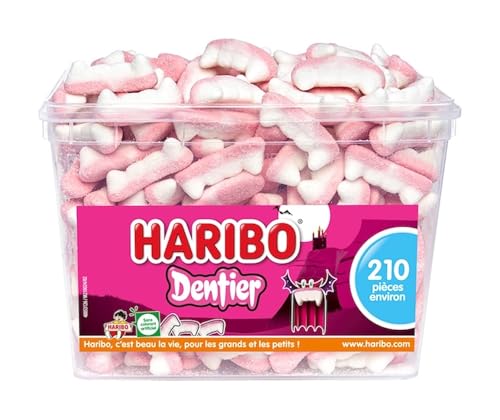 HARIBO - Dentier - Bonbons Sans Colorants Artificiels - Confiseries Pour Halloween - Boîte De 210 Bonbons