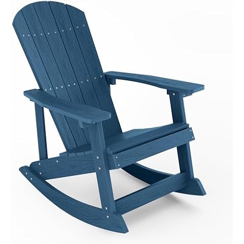 YEFU Outdoor Rocking Chair,Adirondack Rocking Chair,Patio Rocker Chair with Wide Back,Oversized Rocker Chair Look Like Real Wood, for Lawn, Porch, Backyard, Indoor and Garden(Navy Blue) Cover