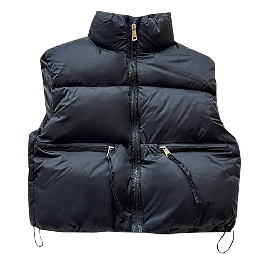 Girls Puffer Vest Lightweight Cropped TurtleNeck Sleeveless Winter Jacket for Girls Thermal Zip Up Trendy Boys Coat