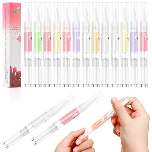 15Pcs Aceite Cuticulas Uñas, AISEELY Aceite Hidratante de Cutícula, Mezcla de Sabores Fortalecedor de Uñas para la Reparación de Uñas Secas y Agrietadas y el Cuidado de Las Uñas
