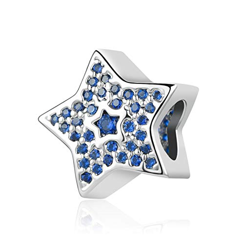 Abalorio de estrella azul brillante para lucir en cenas de aniversario