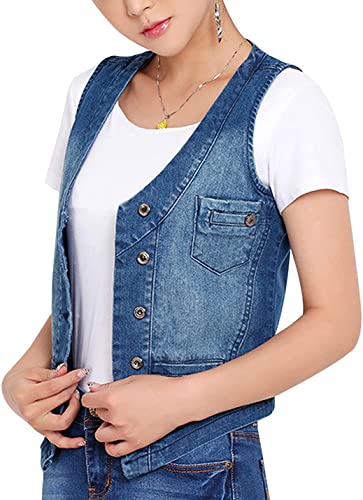Chaleco elástico sin mangas con cuello en V chaleco de botones casual de mujer