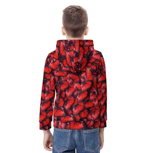 Butterflys Print Hoodie Teen Sweatshirt Pullover Hooded Casual Loose Kids Hooded Athletic Shirt Tops 7-18 Years3