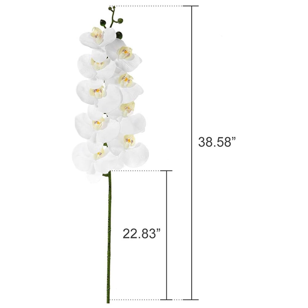 8 Pièces 38 Pouces Artificiel Contact Réel Orchidées Fleurs 9 Têtes Latex Phalaenopsis Tiges pour Bricolage Centres de Table de Mariage, Cuisine