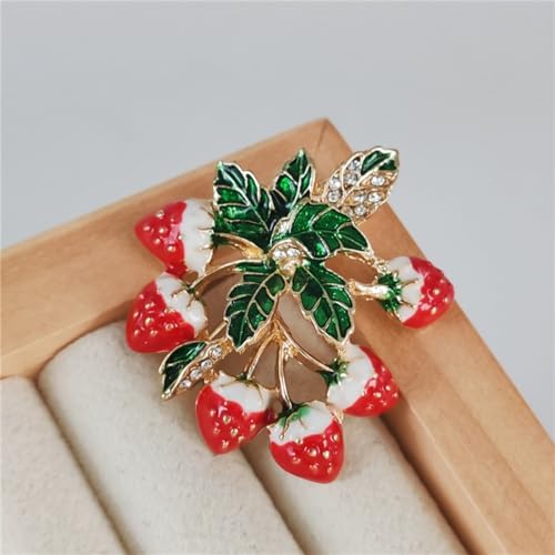 Image of WCRAZYE Red Strawberry Brooch Pin for Women Girls Cute Enamel Fruit Brooches Badges for Clothing Backpacks Bag Fashion Brooches Plant Lapel Pin Accessories Jewelry Gift