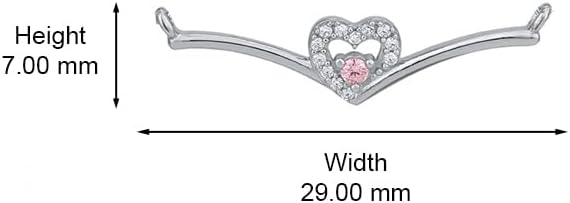 Vanbelle Sterling Silver Jewelry - Rhodium Plated with 925 Stamp - Studded Heart Pendant Necklace with Pink Stones for Women - Chain 16" long + 2" Extender - Image 4