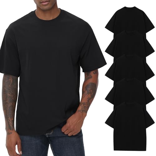 Image of KEEPSHOWING Mens Oversized T-Shirts, Cotton Loose Fit Crewneck Short Sleeve Casual Tees Workout Gym Basic Tops