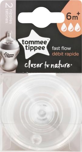 Image of Tommee Tippee Natural Start Baby Bottle Nipples, Breast-Like for A Natural Latch, Anti-Colic Valve, Soft Silicone, Fast Flow, 6+ Months, Pack of 4