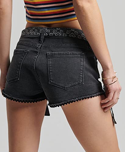 Superdry Short Lace Hot pour Femme, Wolcott Black Stone Destroy Taille 24