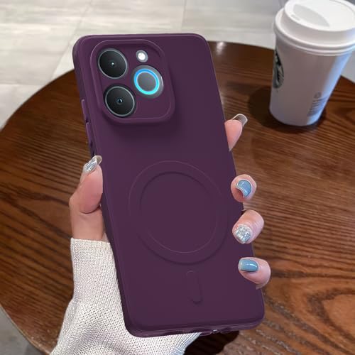 Image of Outlouders Back Cover for Realme P4 Lite 4G Soft Matte Silicone Cover with Slim Fit | Mag-Safe Logo (Not Mag-Safe Compatible) | Shockproof | Camera Protection Bumper Case (Purple)