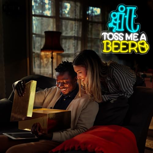 Image of Beer Neon Sign for Wall Decor Beer Neon Light for Man Cave Dimmable Bar LED Light Up Sign for Bar Pub Club Bedroom Party Christmas Birthday Gift Wall Art Size 13.3 * 14.1 In(WZCP061)