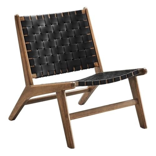 Modway Saoirse Faux Leather Wood Accent Lounge...