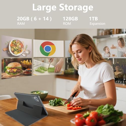 Image of NOBKLE 11 Inch Android 15 Tablet with 4G LTE SIM Slot, 20GB RAM 128GB Storage, Octa-Core Processor, HD IPS Display, Quad Speakers, WiFi, Bluetooth, Long Battery Tablet for Work Study Travel Silver