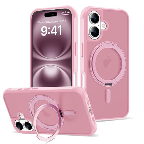 Image of Compatible with iPhone 16 Case with Stand 6.1 inch,Pink