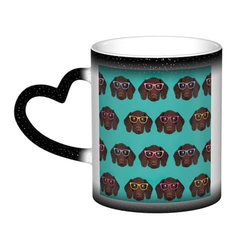 DURAGS Taza de café y té con puntero alemán de pelo corto en vasos sensibles al calor, elegante taza de café y té de cielo estrellado para uso doméstico y de oficina