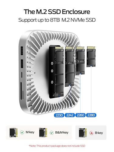 Image of MOVE SPEED mini M4 Dock Enclosure, 10 in 1 Aluminum Stand Hub, 10Gbps USB-C /A, 4K60Hz HDMI, SD /TF Reader, Space-Saving Vertical Design